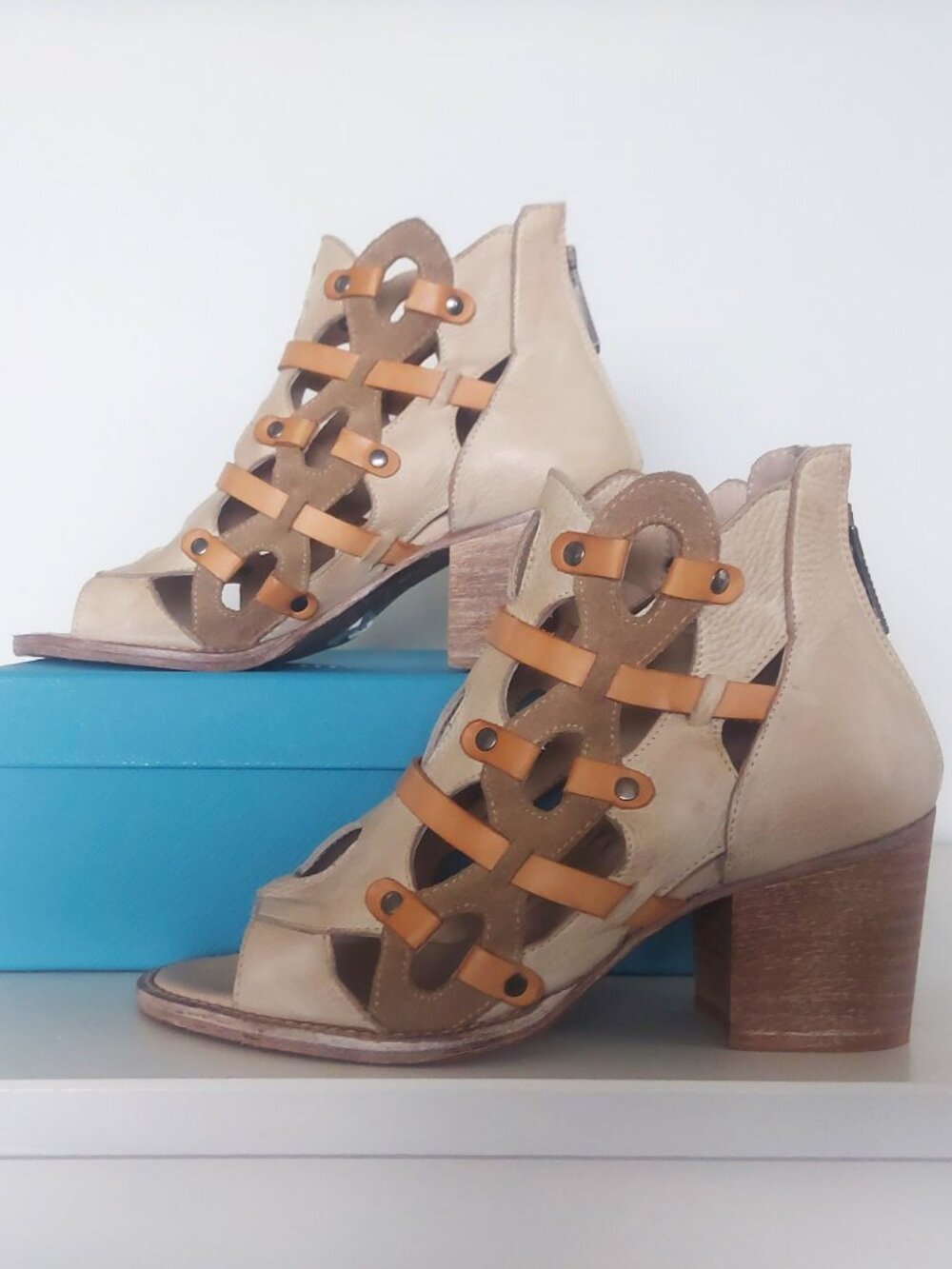 Veracruz Heeled Open Toe Shoe, Made In Spain - Size 37 (US 7) NWT